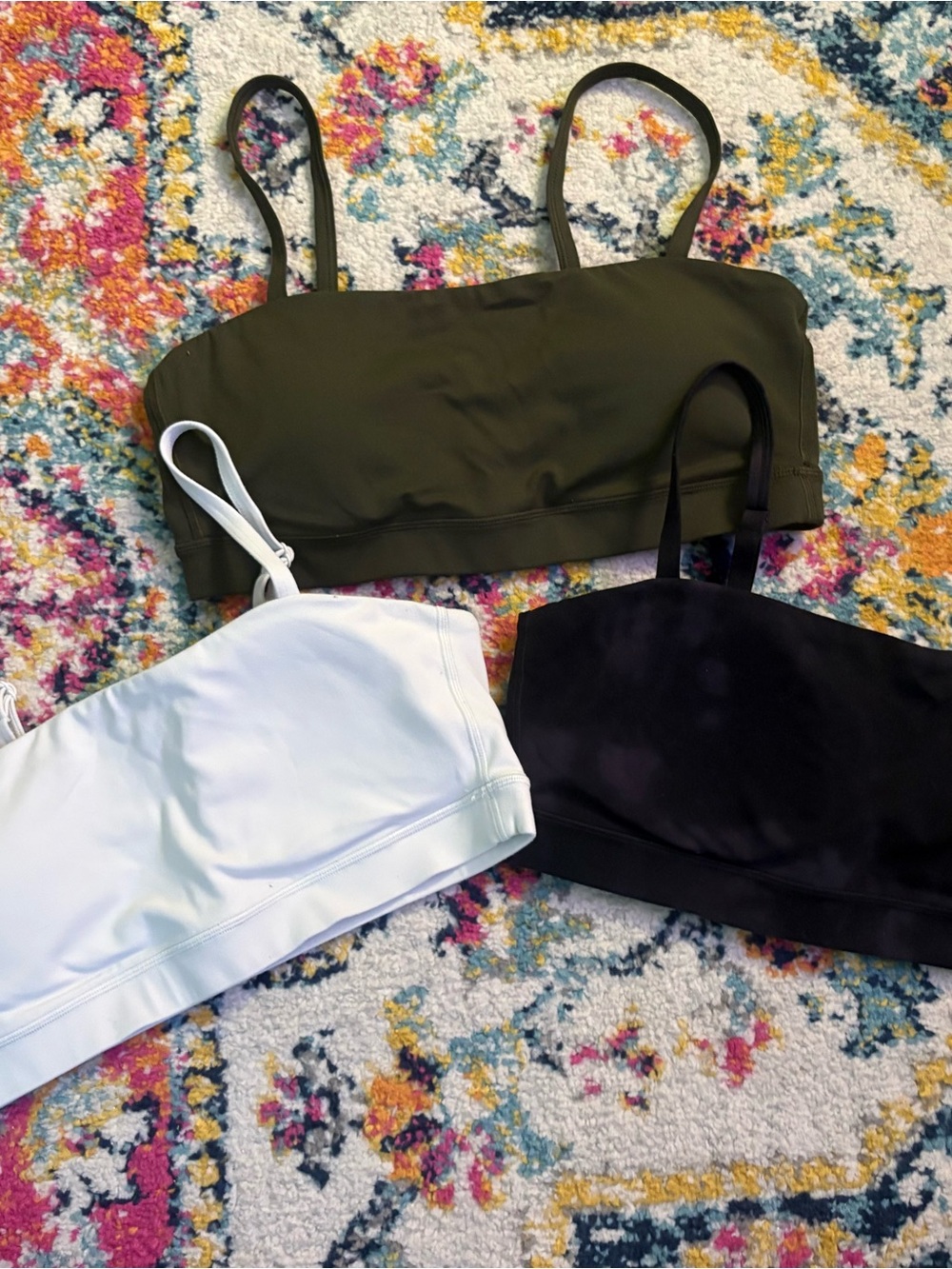 Target Trio Seamless Stretch Sports Bralettes - Olive, White, Black